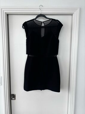 Super flattering Express Black Mesh Paneled Dress